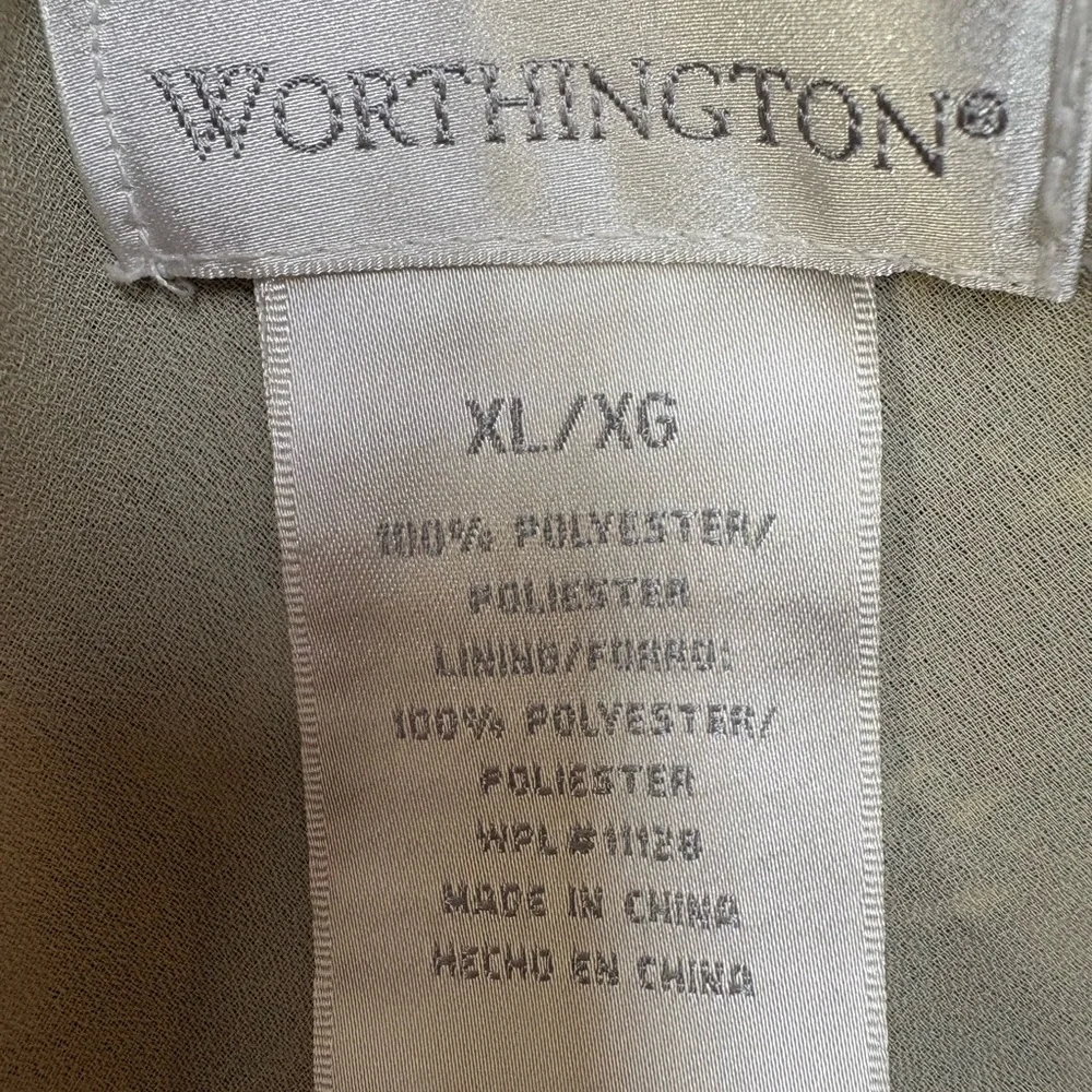 Worthington Asymmetrical Skirt Black Tan Cream Brown Blue Print XL Pre~Loved